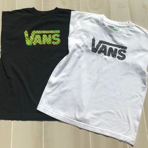 Boys Vans T Shirts size XL White Black Lot of 2